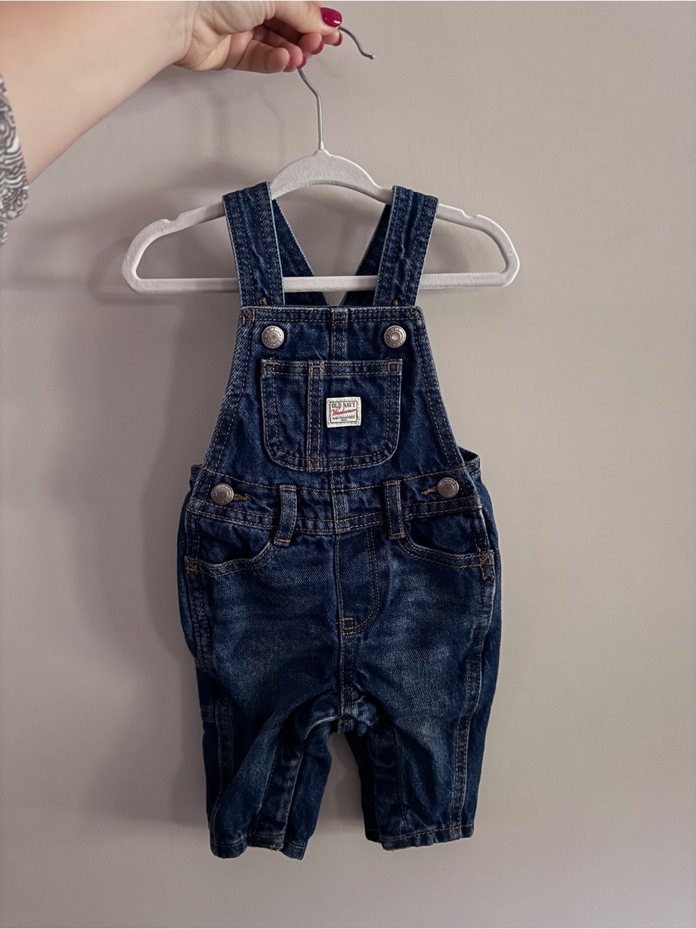 Old Navy Dark Blue Denim Overalls for Kids - Adjustable Straps